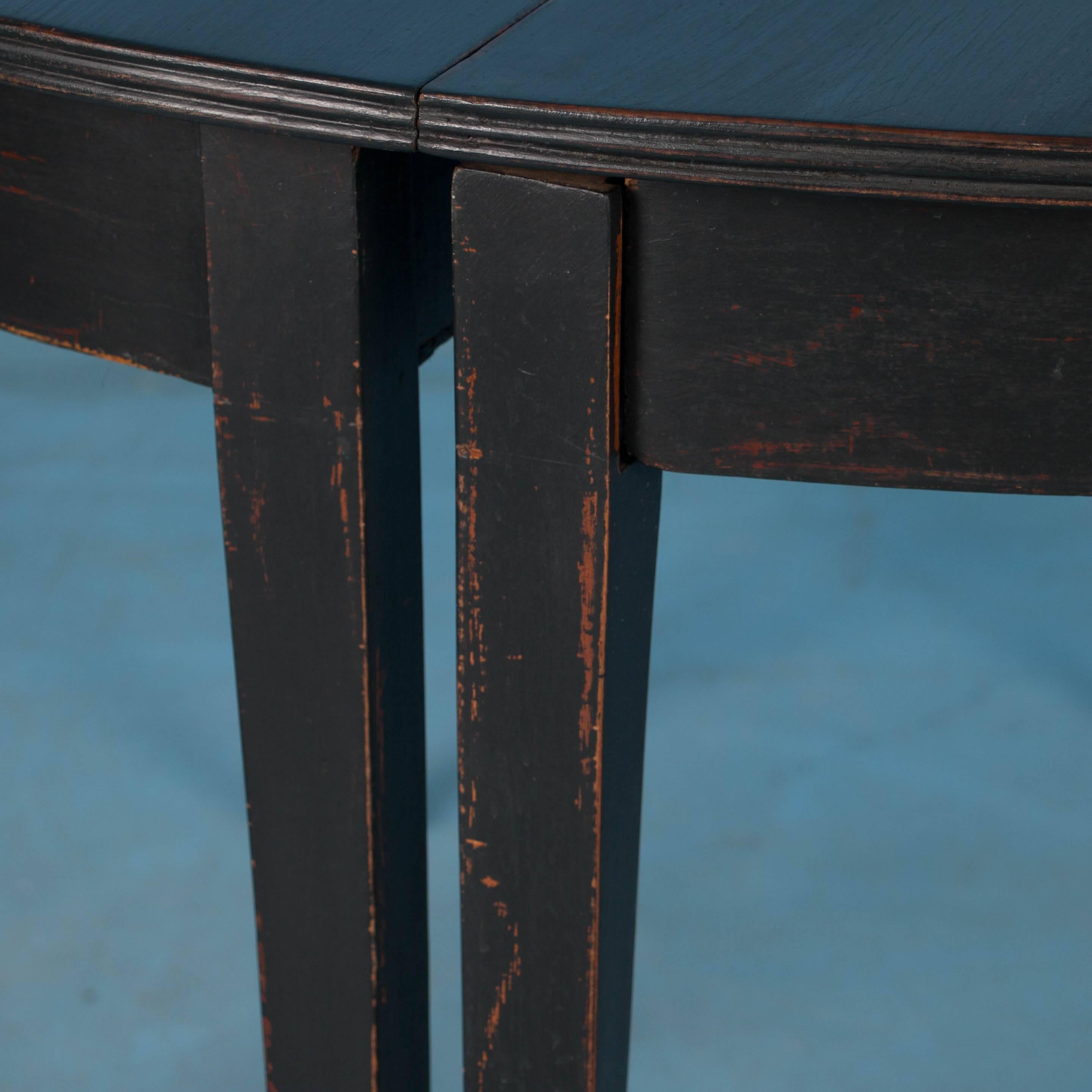 Pair of Black Painted Antique Swedish Demilune Tables 4