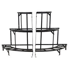 Vintage Pair of Black Painted Metal Plant Stands