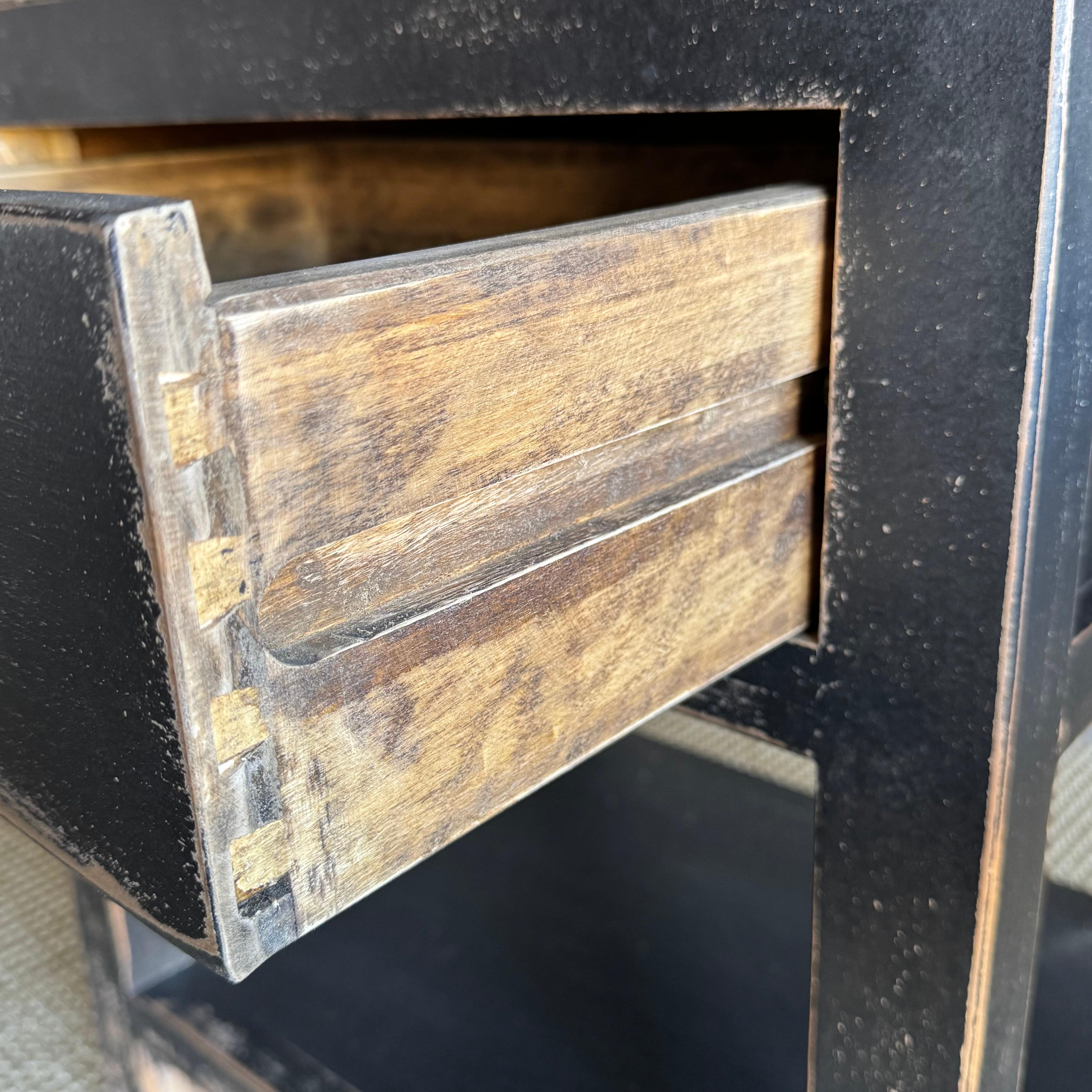 Pair of Black Painted Nightstands with Single Drawer 1