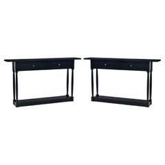 Pair of Black Painted Provincial Console Tables