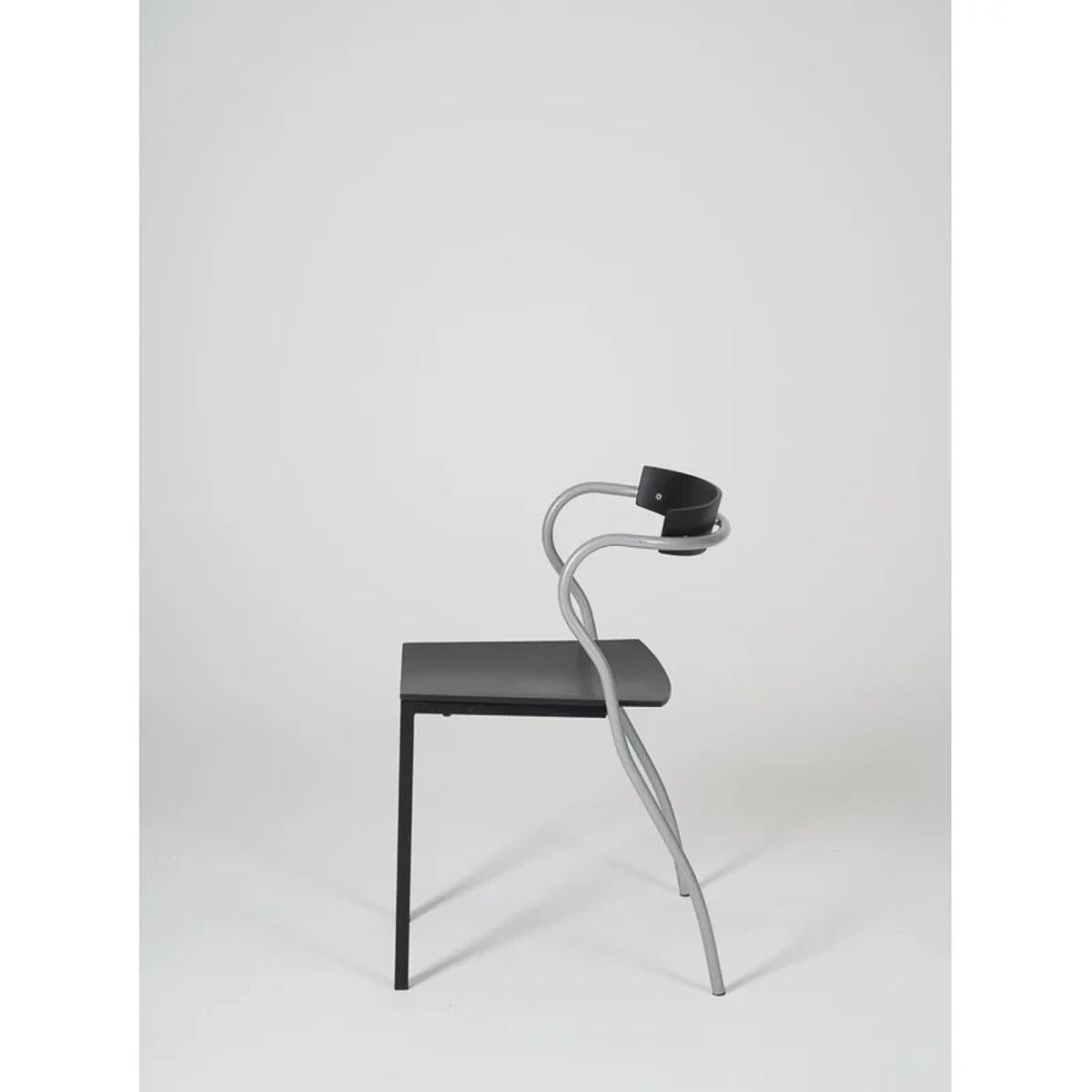 Mid-Century Modern Pascal Mourgue paire de chaises d'appoint ou de salle à manger noires pour Artelano Rio, France, années 1990 en vente