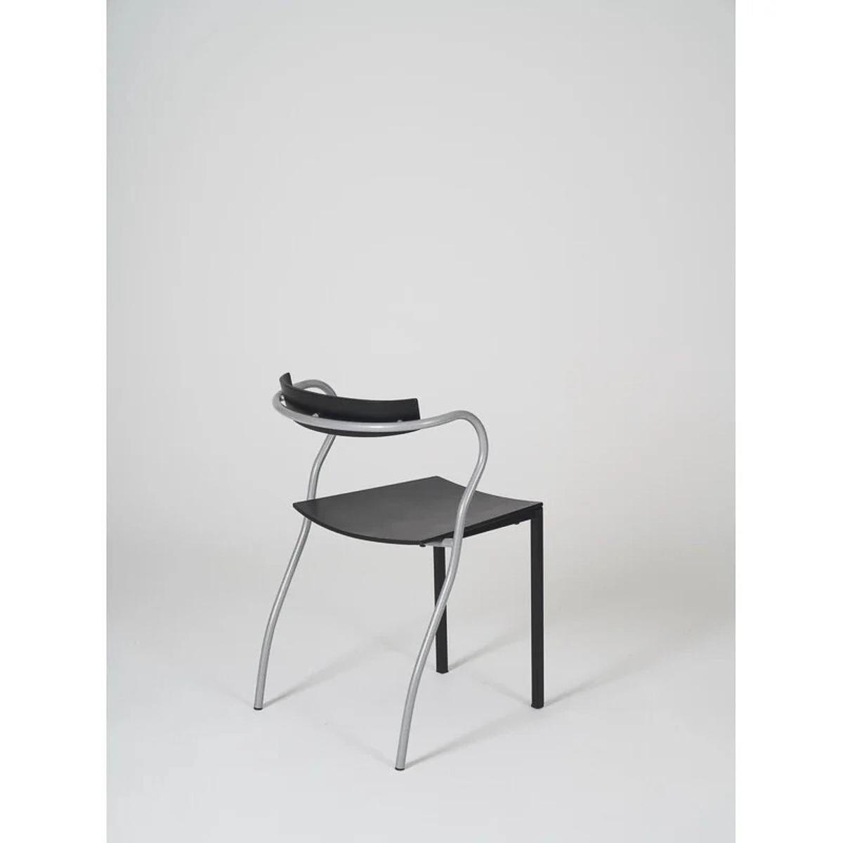 Émaillé Pascal Mourgue paire de chaises d'appoint ou de salle à manger noires pour Artelano Rio, France, années 1990 en vente
