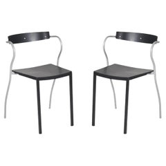 Pair of Black Pascal Mourgue for Artelano Rio Side or Dining Chairs France 1990s