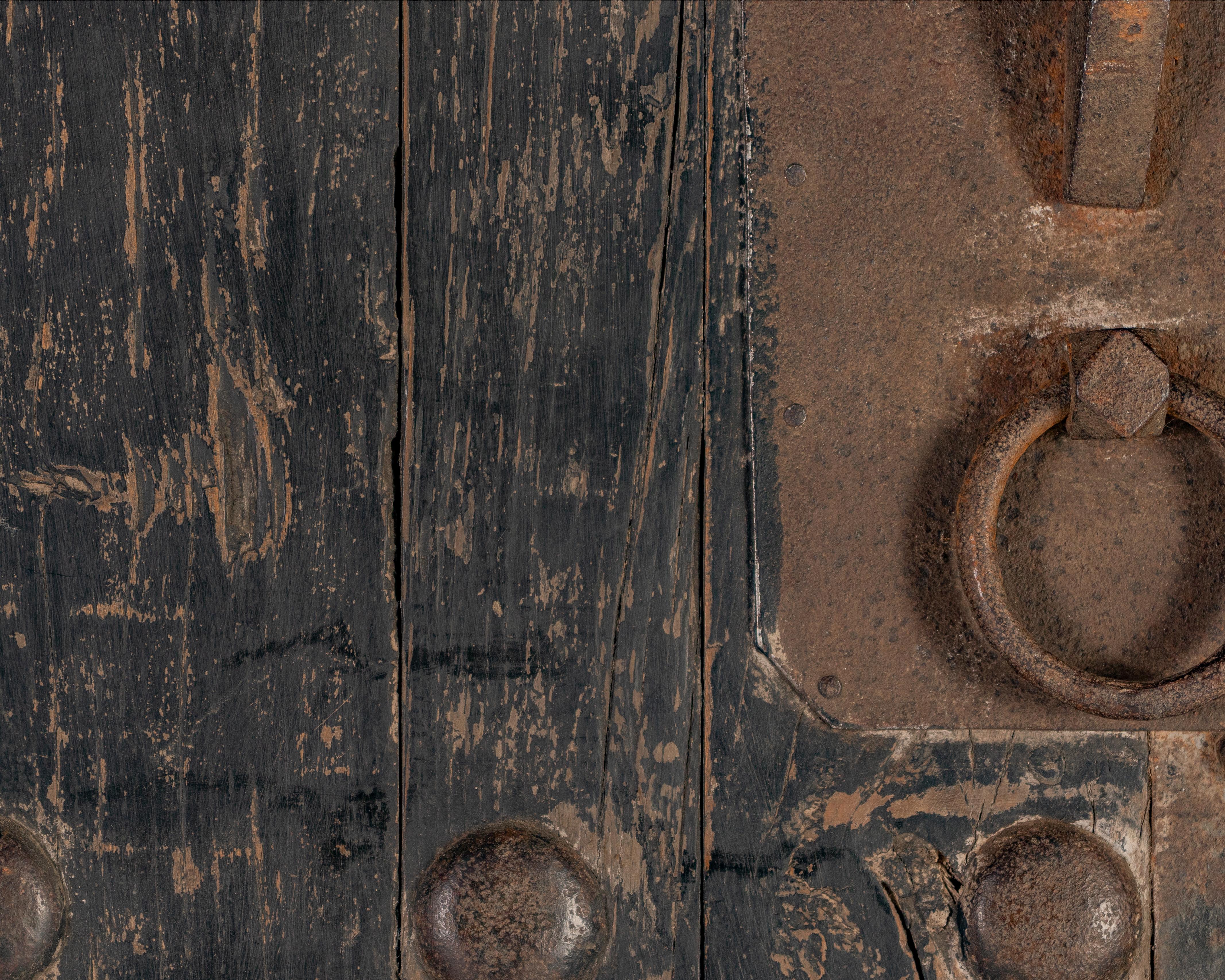 Pair of Black Patina South Asian Doors Repurposed at Wall Decor  For Sale 3