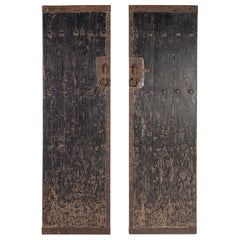 Vintage Pair of Black Patina South Asian Doors Repurposed at Wall Decor 