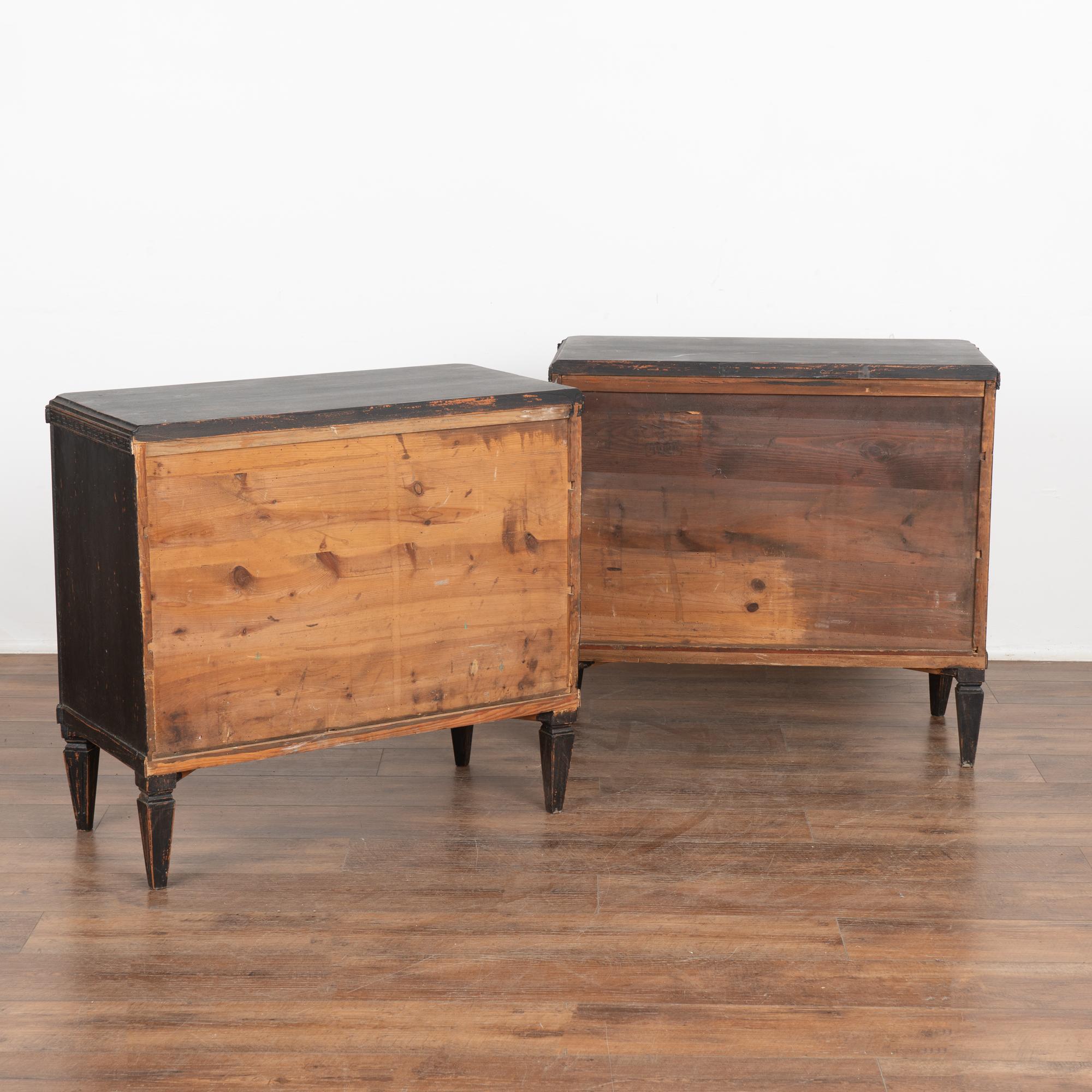 Pair of Black Pine Chest of Drawers, Sweden circa 1860-80 6