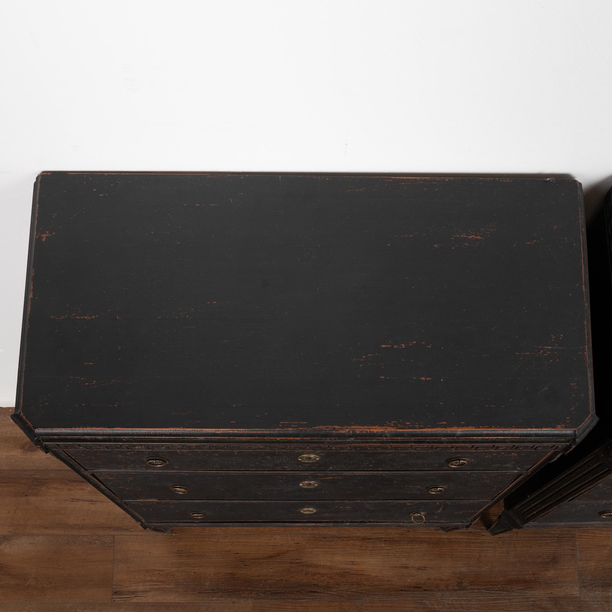 Pair of Black Pine Chest of Drawers, Sweden circa 1860-80 In Good Condition In Round Top, TX