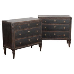 Antique Pair of Black Pine Chest of Drawers, Sweden circa 1860-80