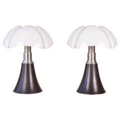 Pair of Black Pipistrello Table Lamps by Gae Aulenti