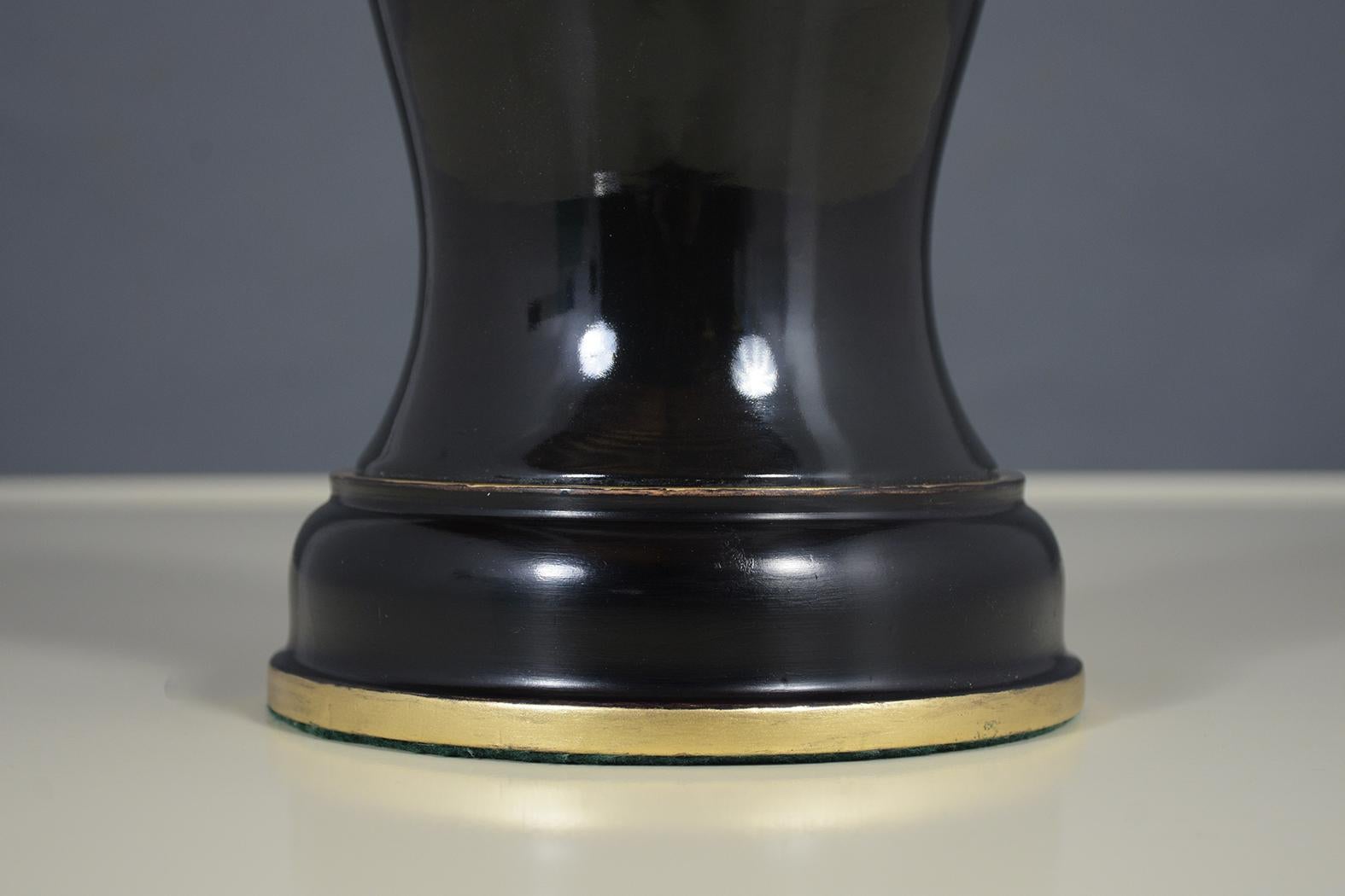 Pair of Black Porcelain Table Lamps 1