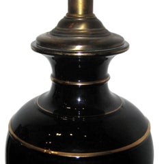 Pair of Black Porcelain Table Lamps