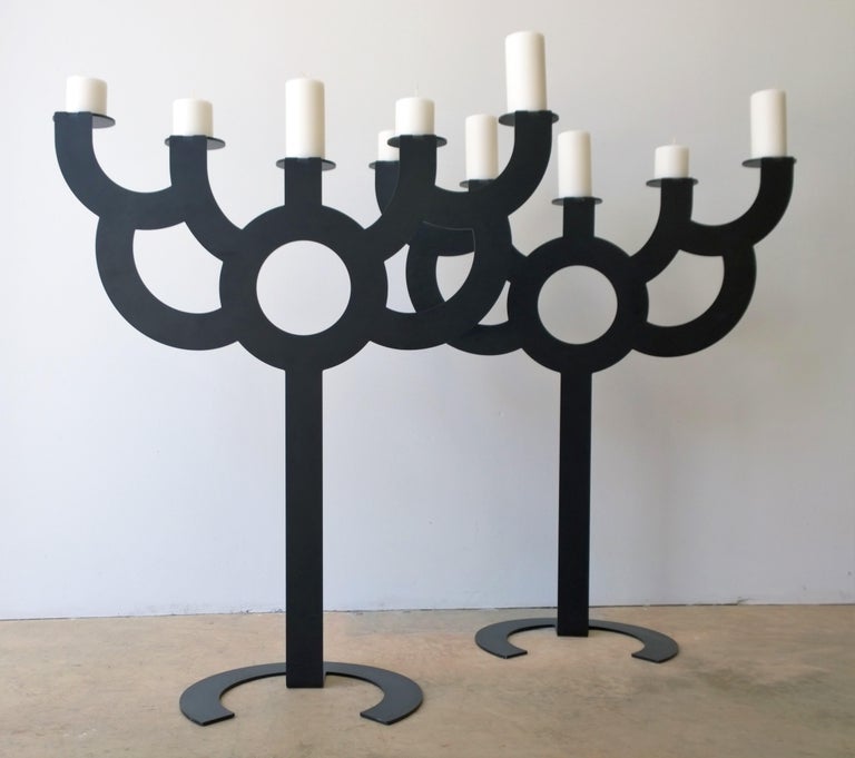 Pair of Black Roderick Vos for Moooi Big Bold Floor Black Metal Candelabras For Sale at 1stDibs | candelabra, black