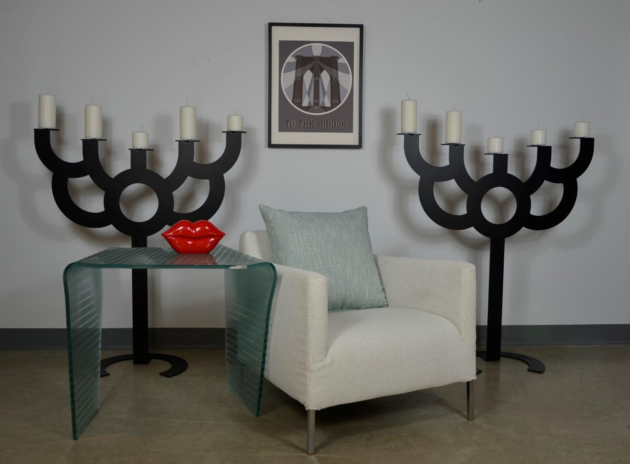 Pair of Black Roderick Vos for Moooi Big Bold Floor Black Metal Candelabras For Sale 10