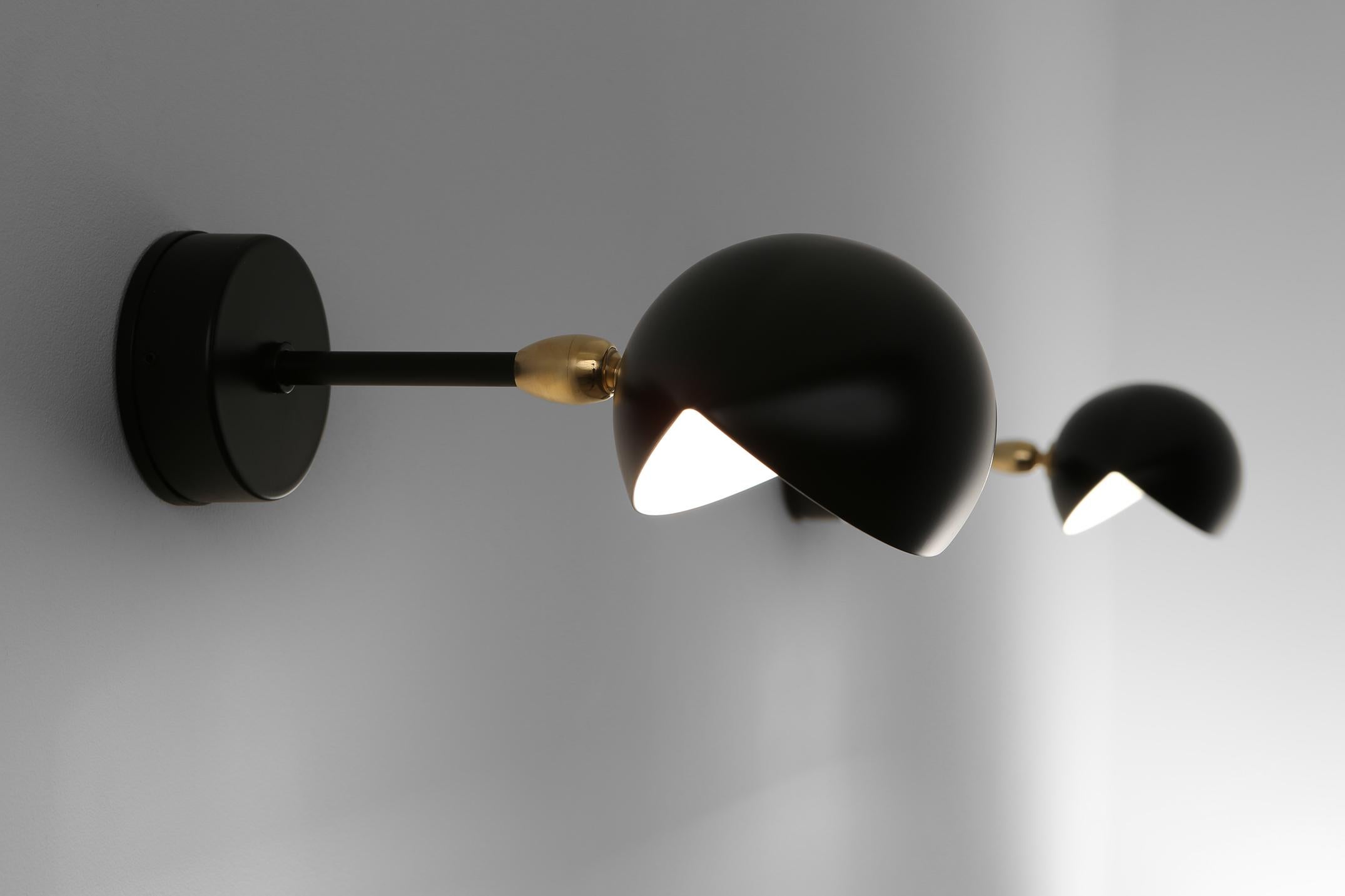 French Serge Mouille - Pair of Eye Sconces in Black For Sale
