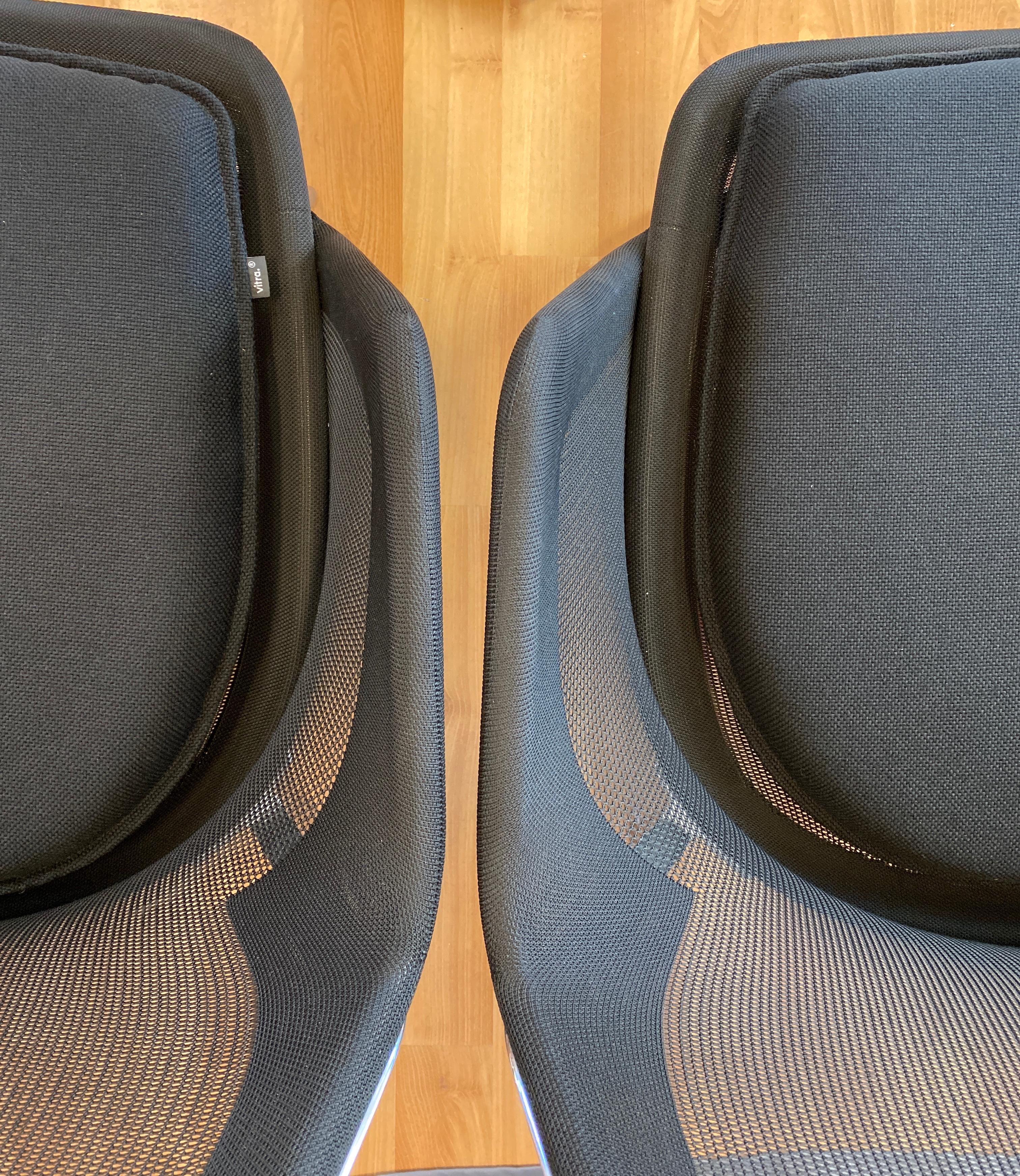 Contemporary Pair of Black Slow Chairs by Ronan and Erwan Bouroullec for Vitra