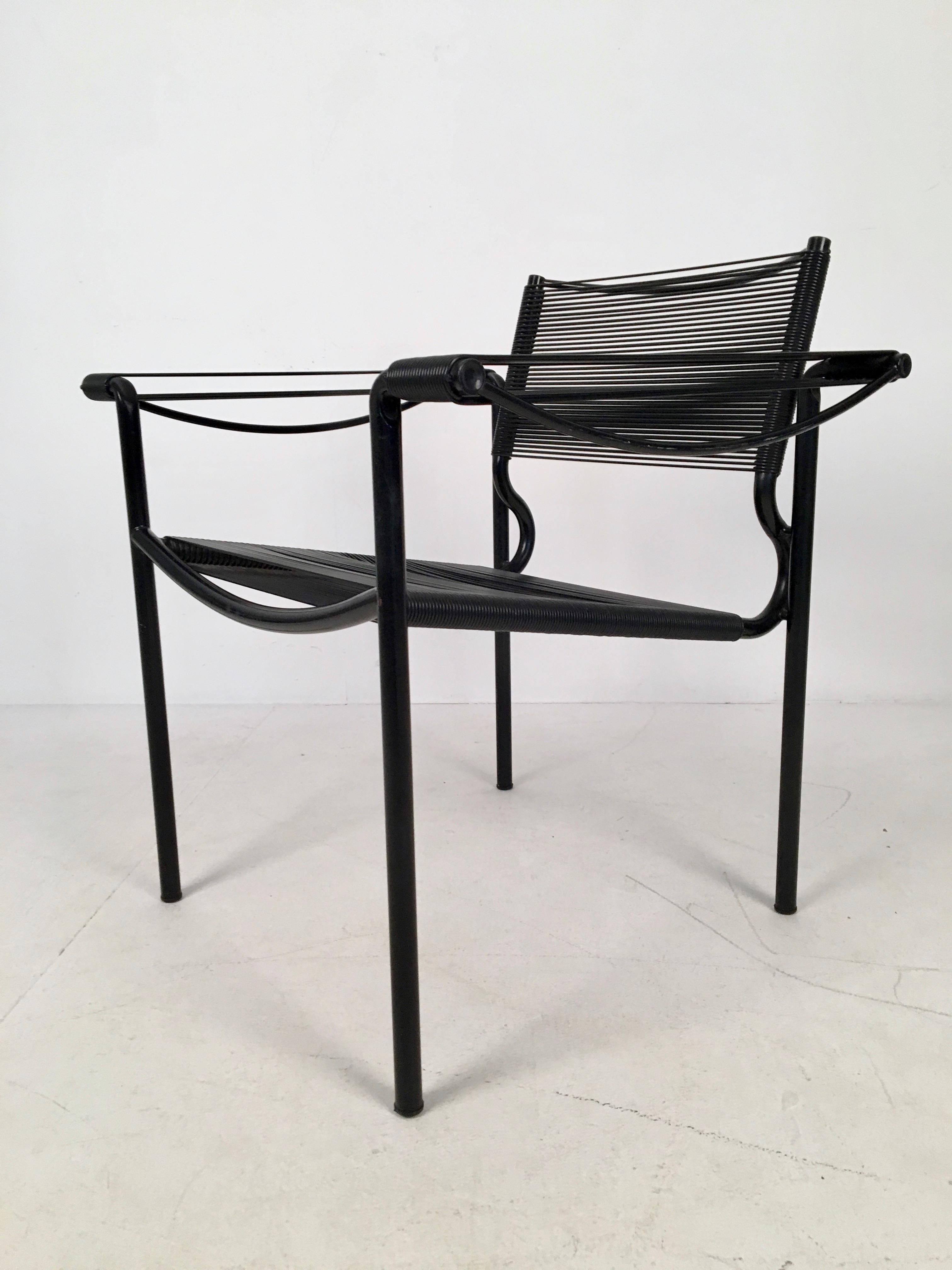 PVC Pair of Black Spaghetti 109 Armchairs by G. Belotti for Alias, Italy, circa 1980 For Sale