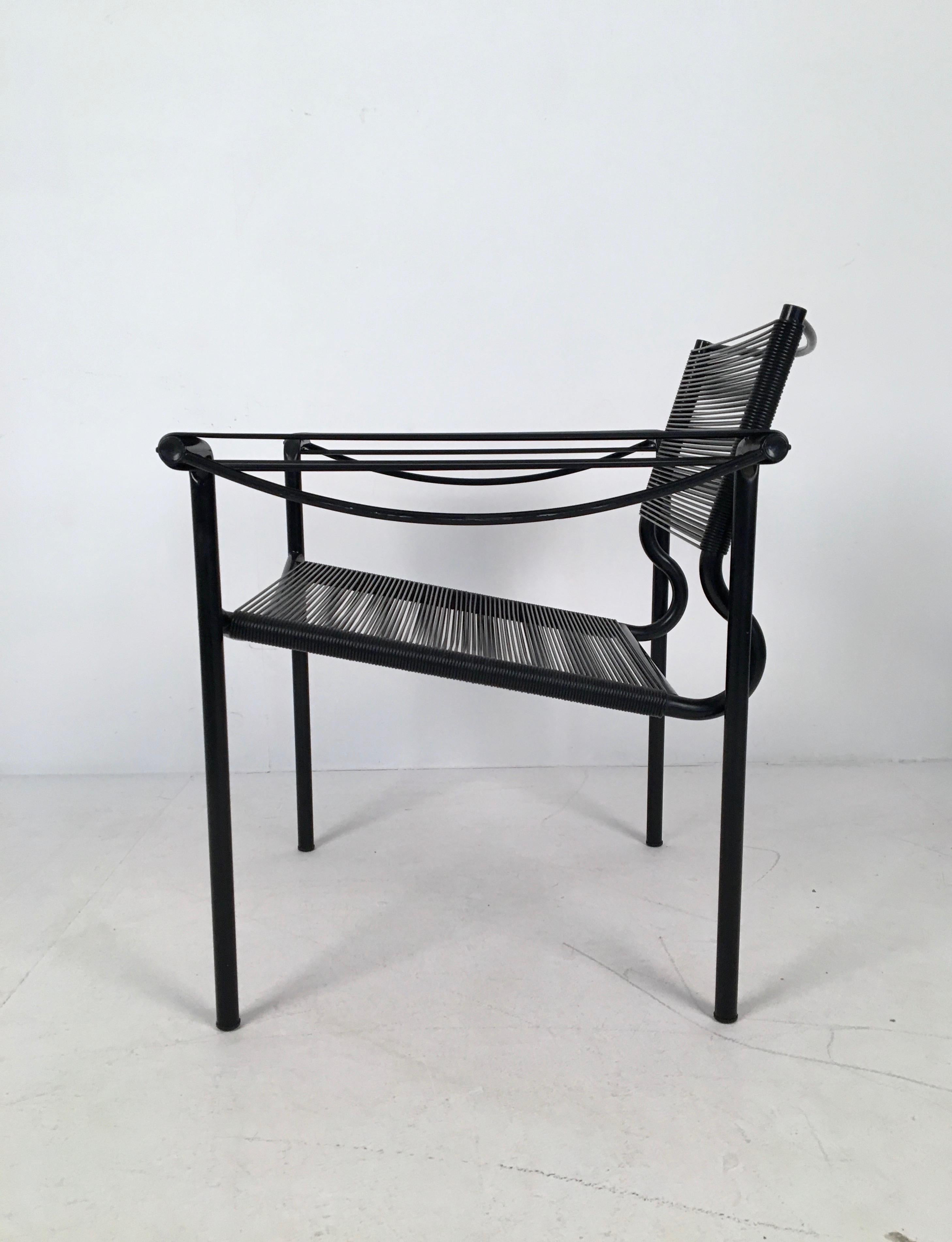 Pair of Black Spaghetti 109 Armchairs by G. Belotti for Alias, Italy, circa 1980 For Sale 1