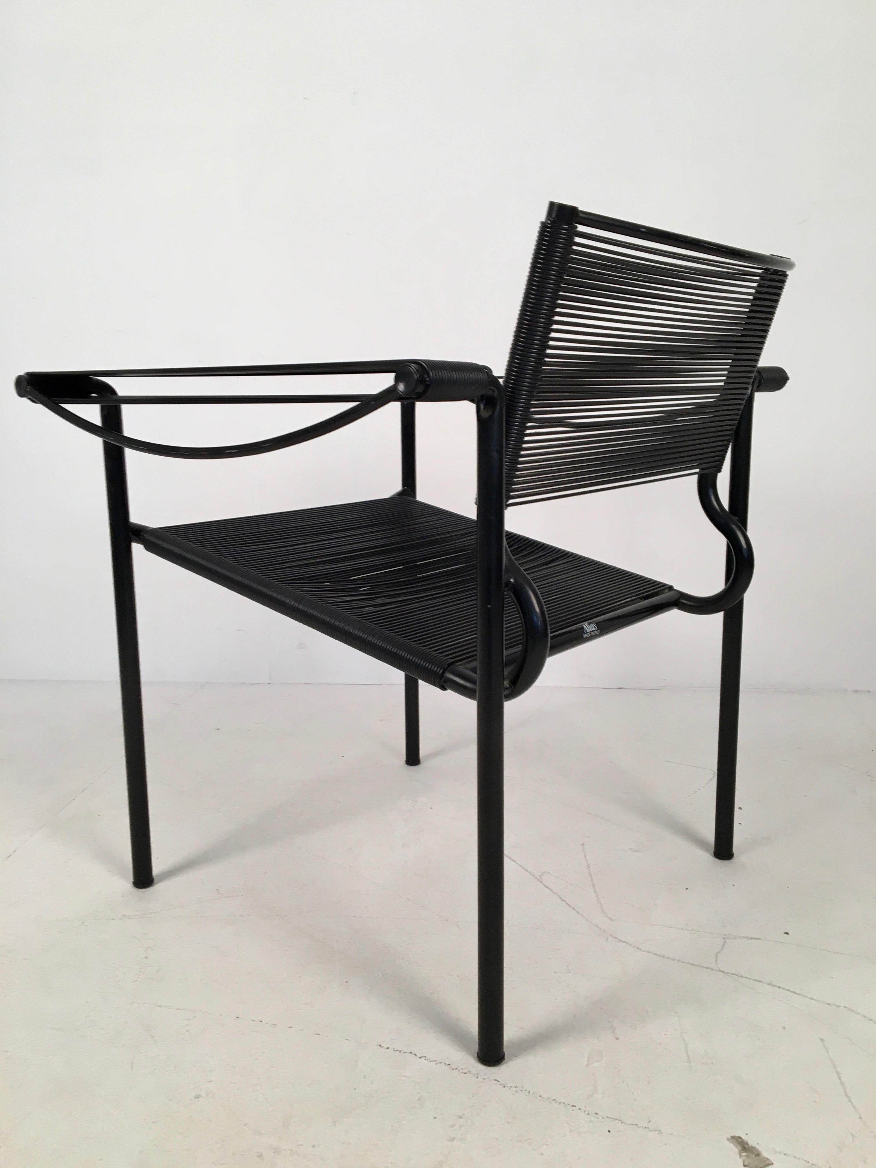 Pair of Black Spaghetti 109 Armchairs by G. Belotti for Alias, Italy, circa 1980 For Sale 2