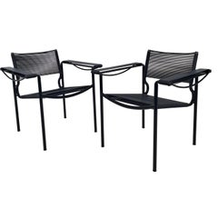 Vintage Pair of Black Spaghetti 109 Armchairs by G. Belotti for Alias, Italy, circa 1980