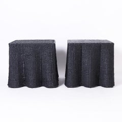 Pair of Black Square Ghost Drapery Stands