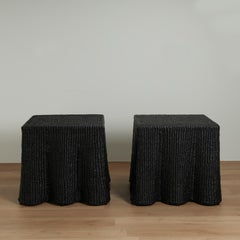Pair of Black Square Ghost Drapery Stands