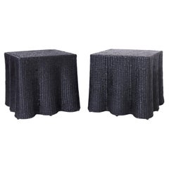 Pair of Black Square Ghost Drapery Stands