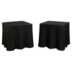 Pair of Black Square Ghost Drapery Stands