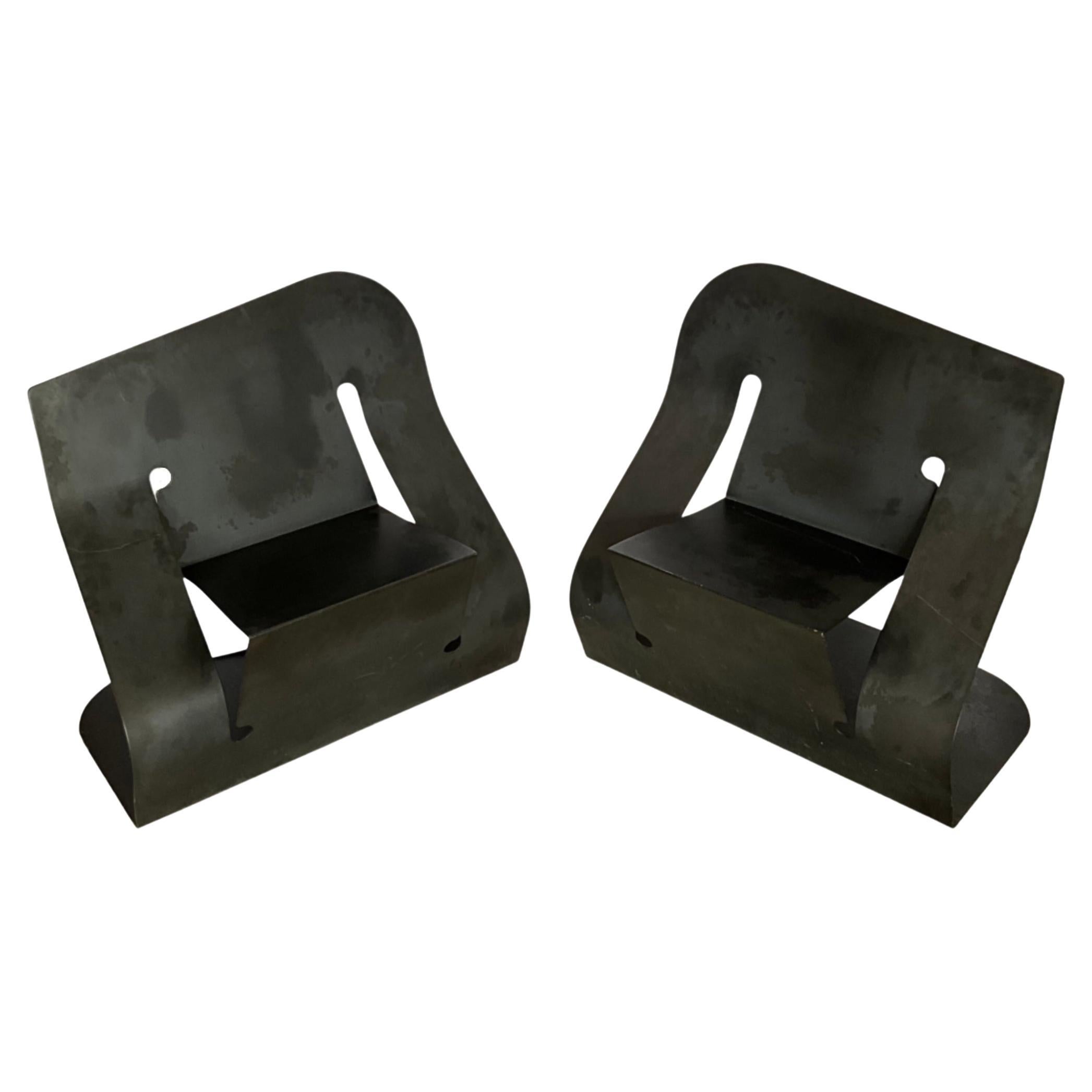 Pair of Black Steel “Rocker” Chairs by Rico Eastman