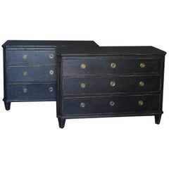 Pair of Black Swedish Chests of Drawers