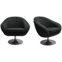 Pair of Black Swivel Chairs