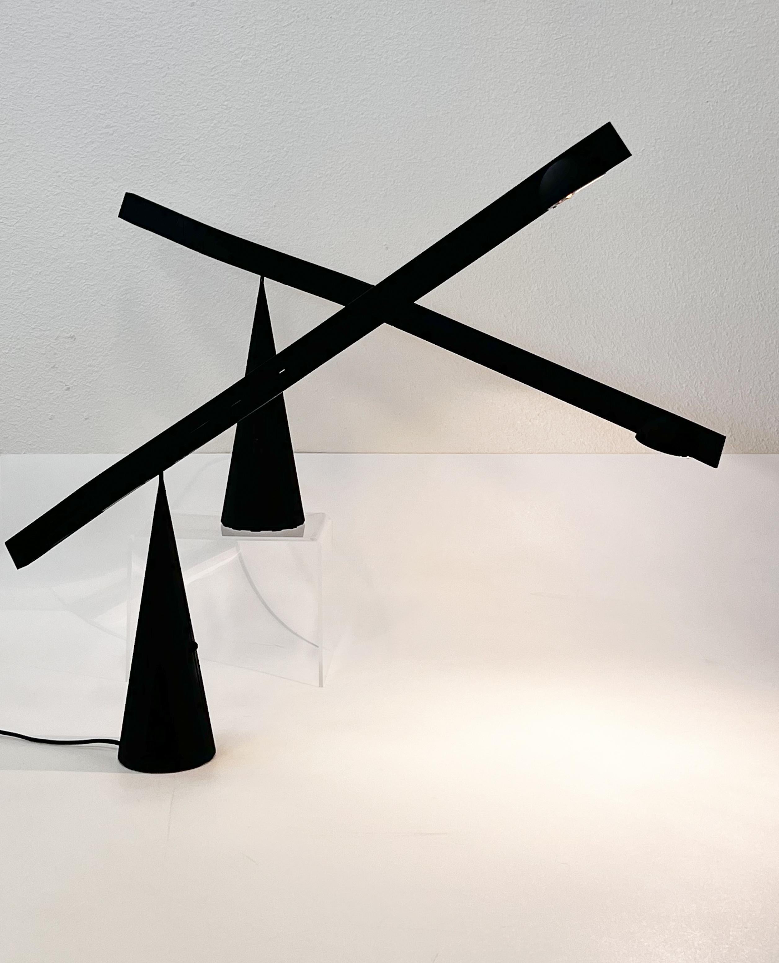 Pair of Black “Tabla” Adjustable Table Lamps by Mario Barbaglia & Marco Colombo 1