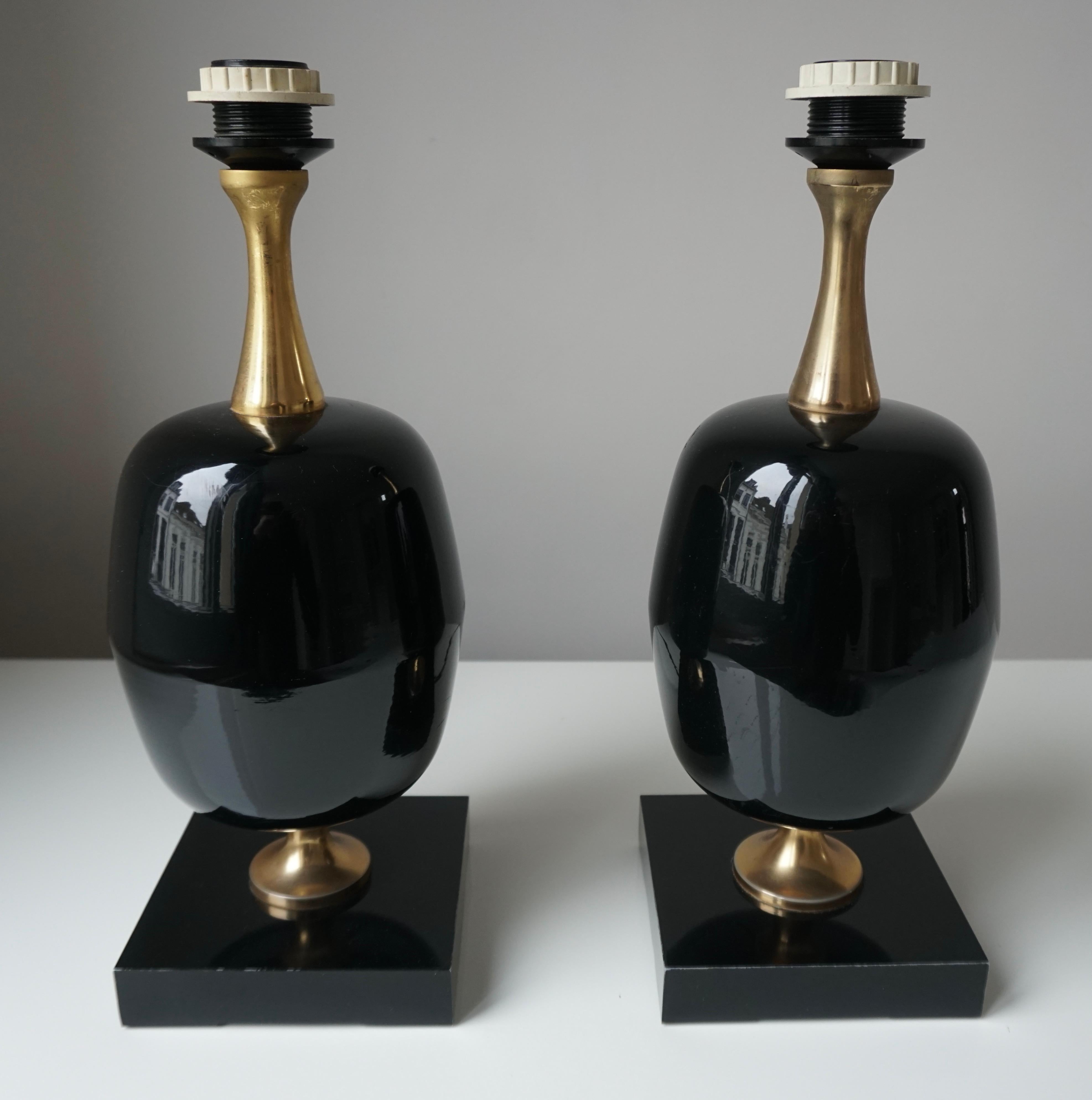 Pair of Black Table Lamps For Sale 3