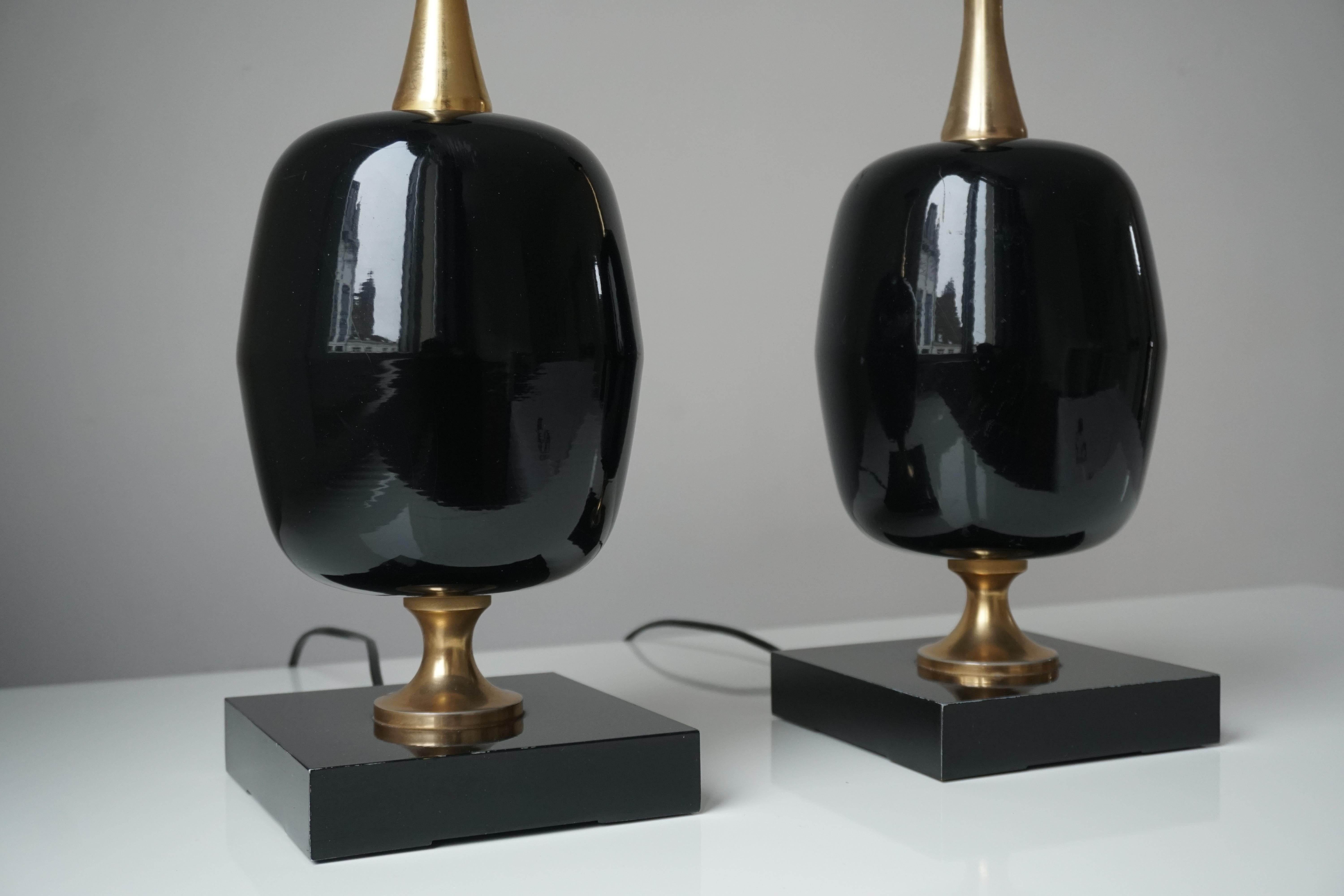 Pair of Black Table Lamps In Good Condition For Sale In Antwerp, BE