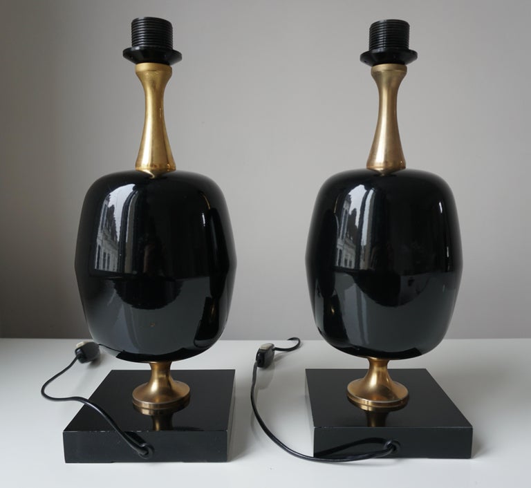 Pair of Black Table Lamps For Sale at 1stDibs