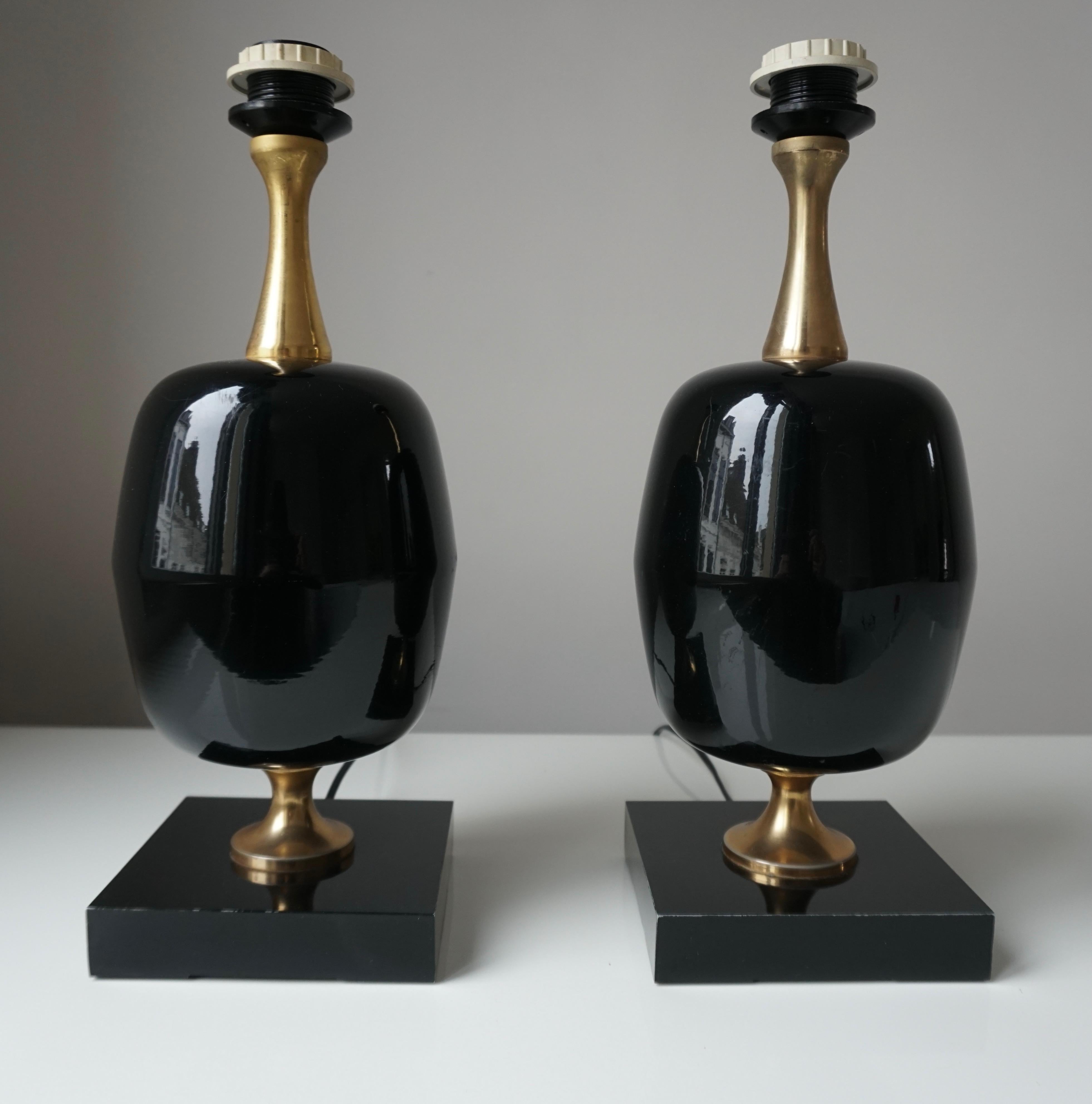Pair of Black Table Lamps For Sale 1