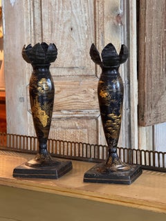 Coppia di candelabri neri Tôle