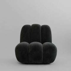 Juego de dos sillones de terciopelo negro, estilo «Space Age» de los años 70