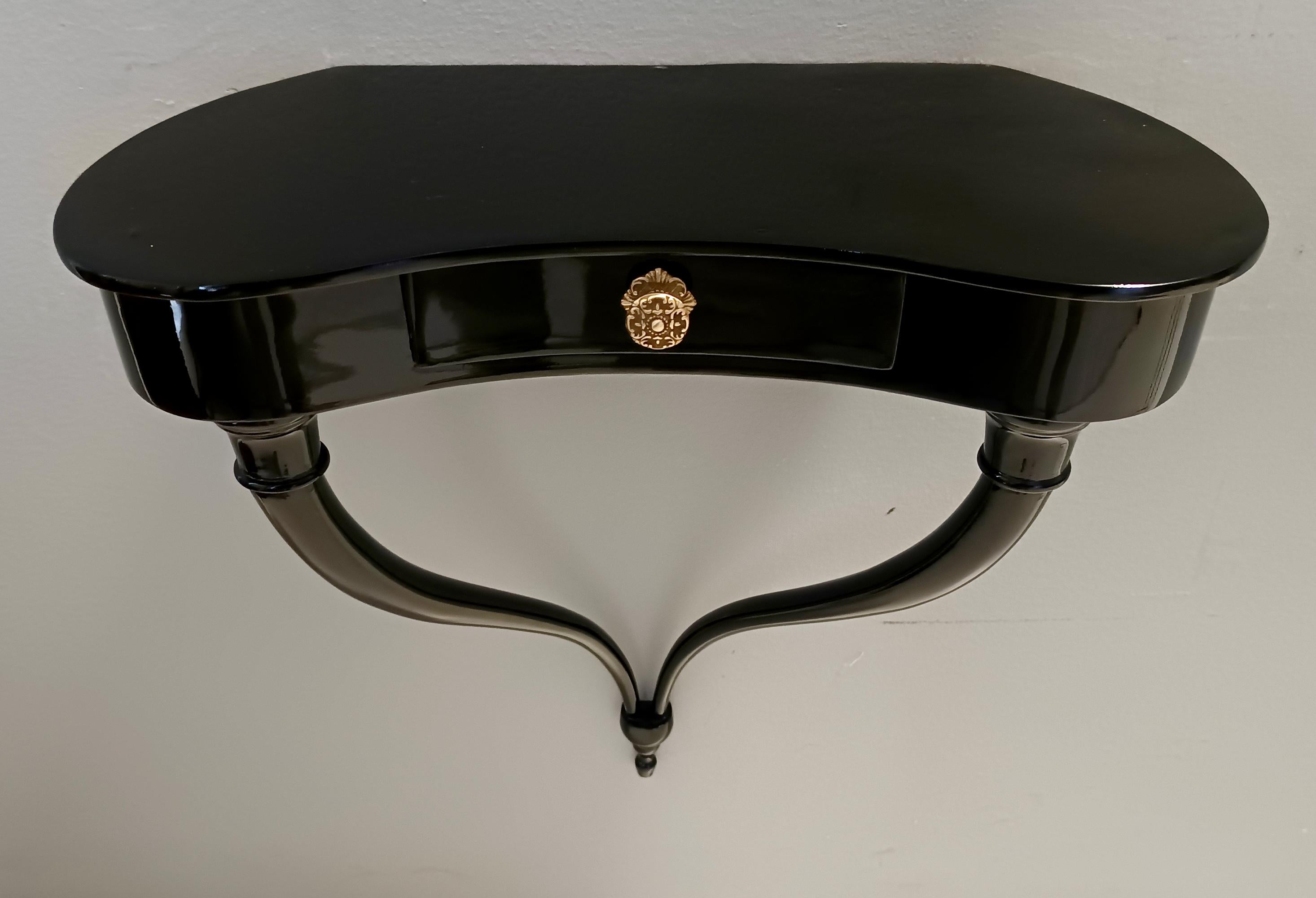 Pair of Black Wall-Mounted Console Tables / Nightstands attr. to Ulrich im Angebot 2