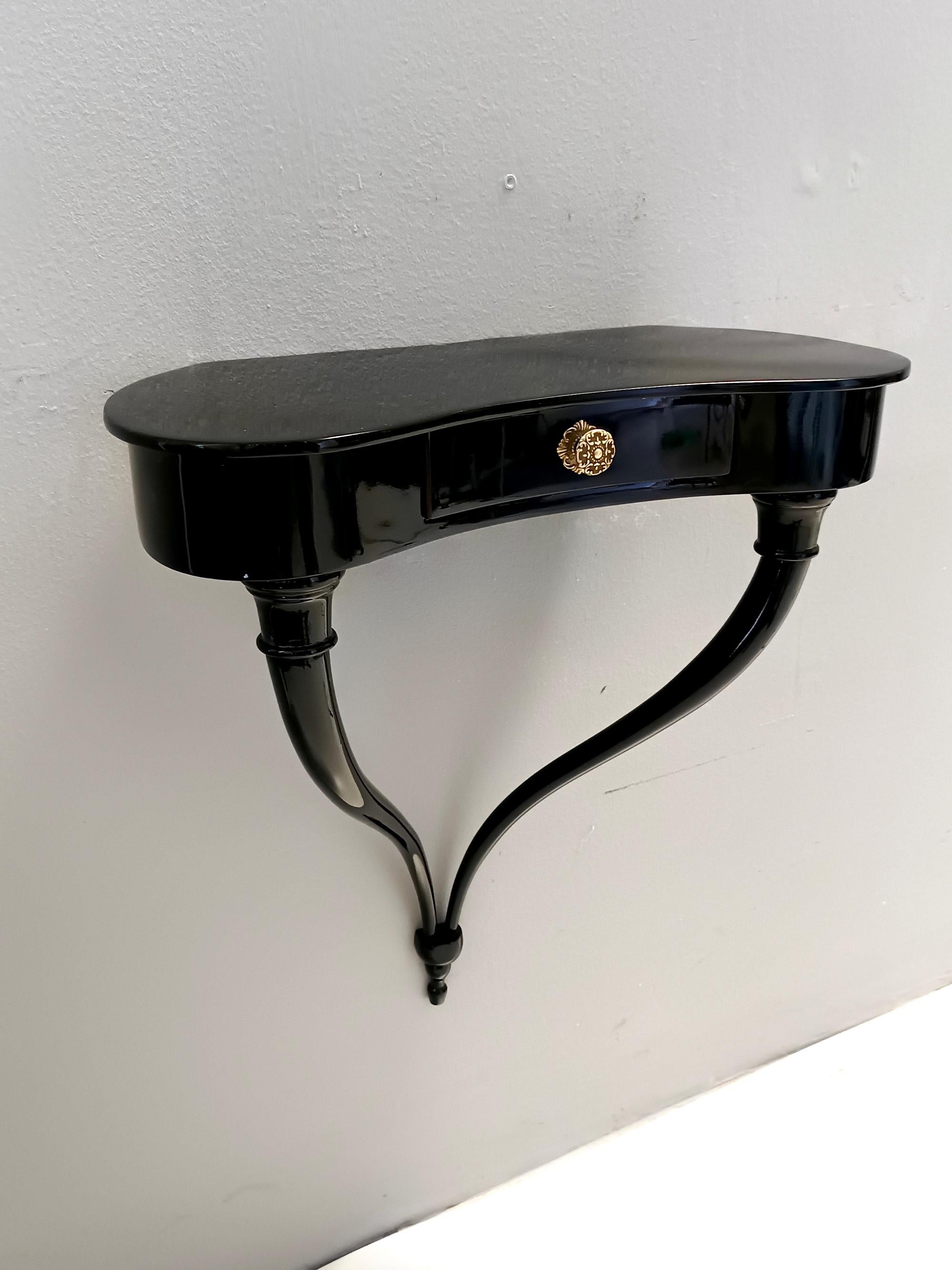 Pair of Black Wall-Mounted Console Tables / Nightstands attr. to Ulrich im Angebot 1