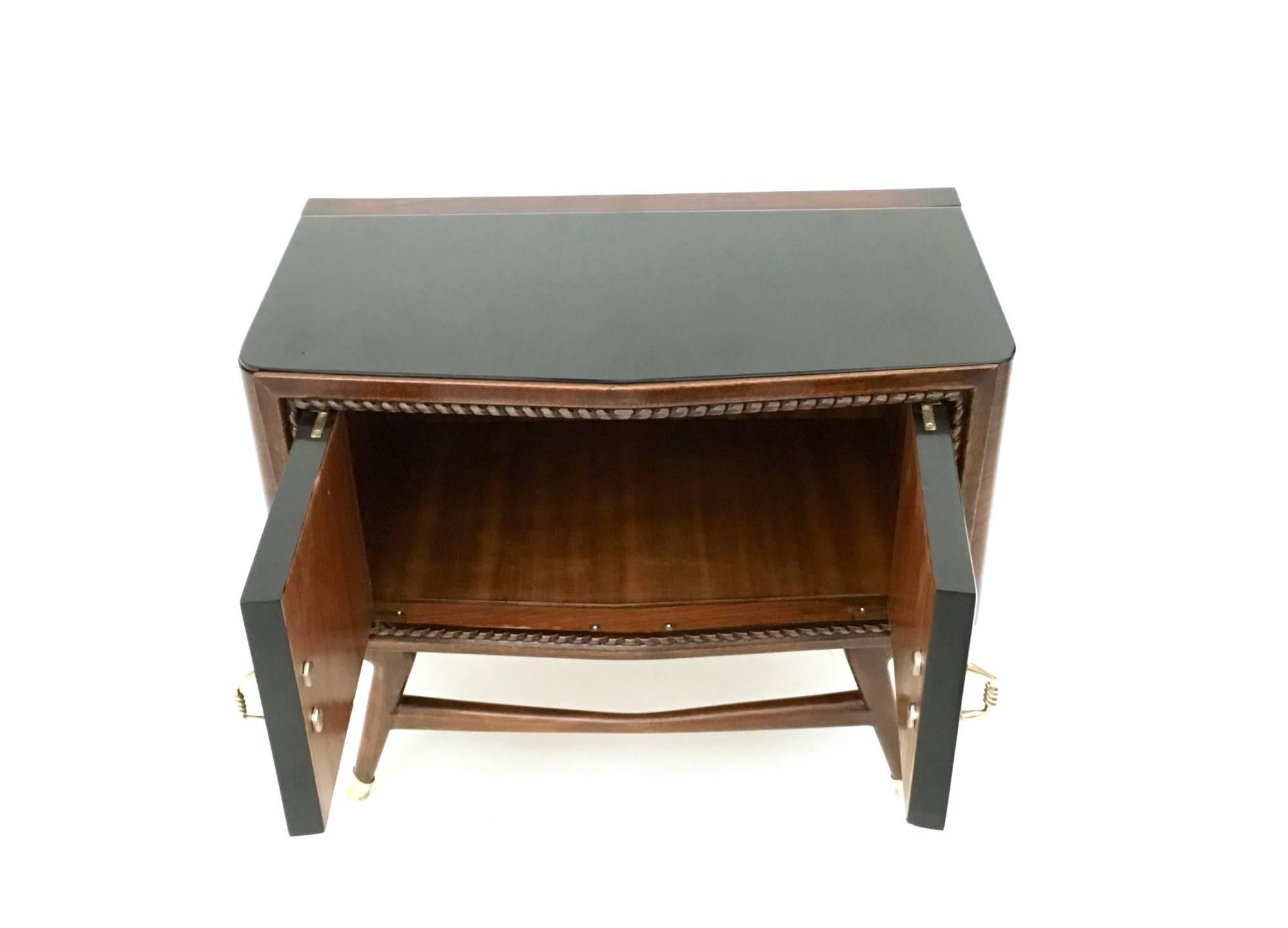 Pair of Black Walnut and Ebonized Wood Nightstands in the style of Parisi, 1950s 4