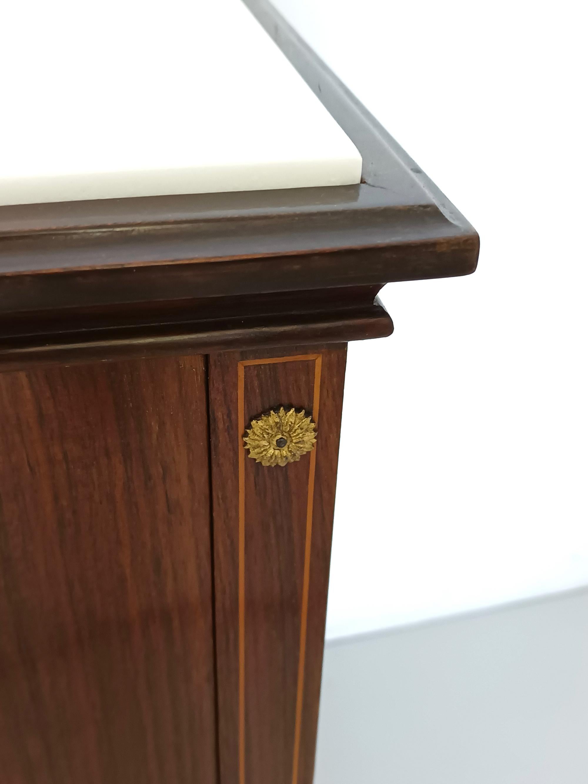 Pair of Black Walnut Nightstands with Marble Top ascr. to Paolo Buffa, Italy For Sale 4