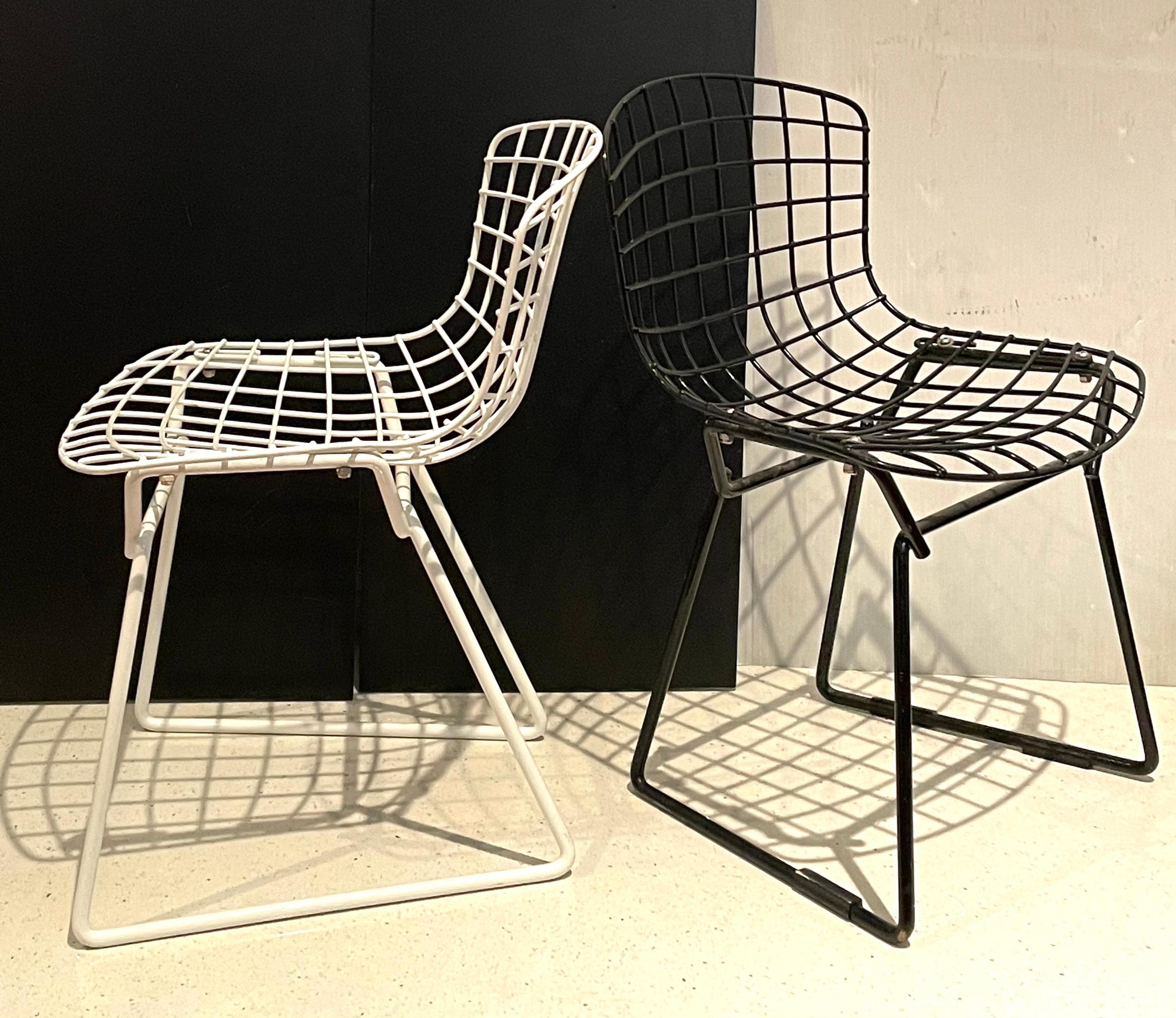 American Pair of Black and White Baby Bertoia Chairs