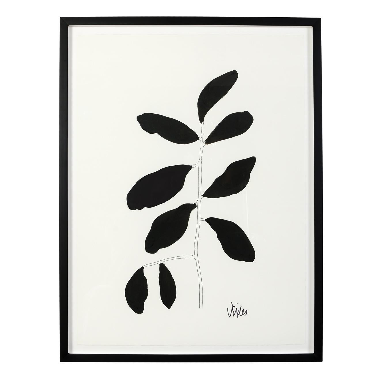 Paint Black & White Botanical Works on Paper For Sale