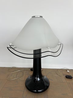 Coppia di lampade in vetro di Murano bianco e nero attribuite a Lino Tagliapietra