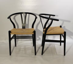Pair of Black Wishbone Chairs, Y-Chair, Model CH24, Hans J. Wegner, 2008