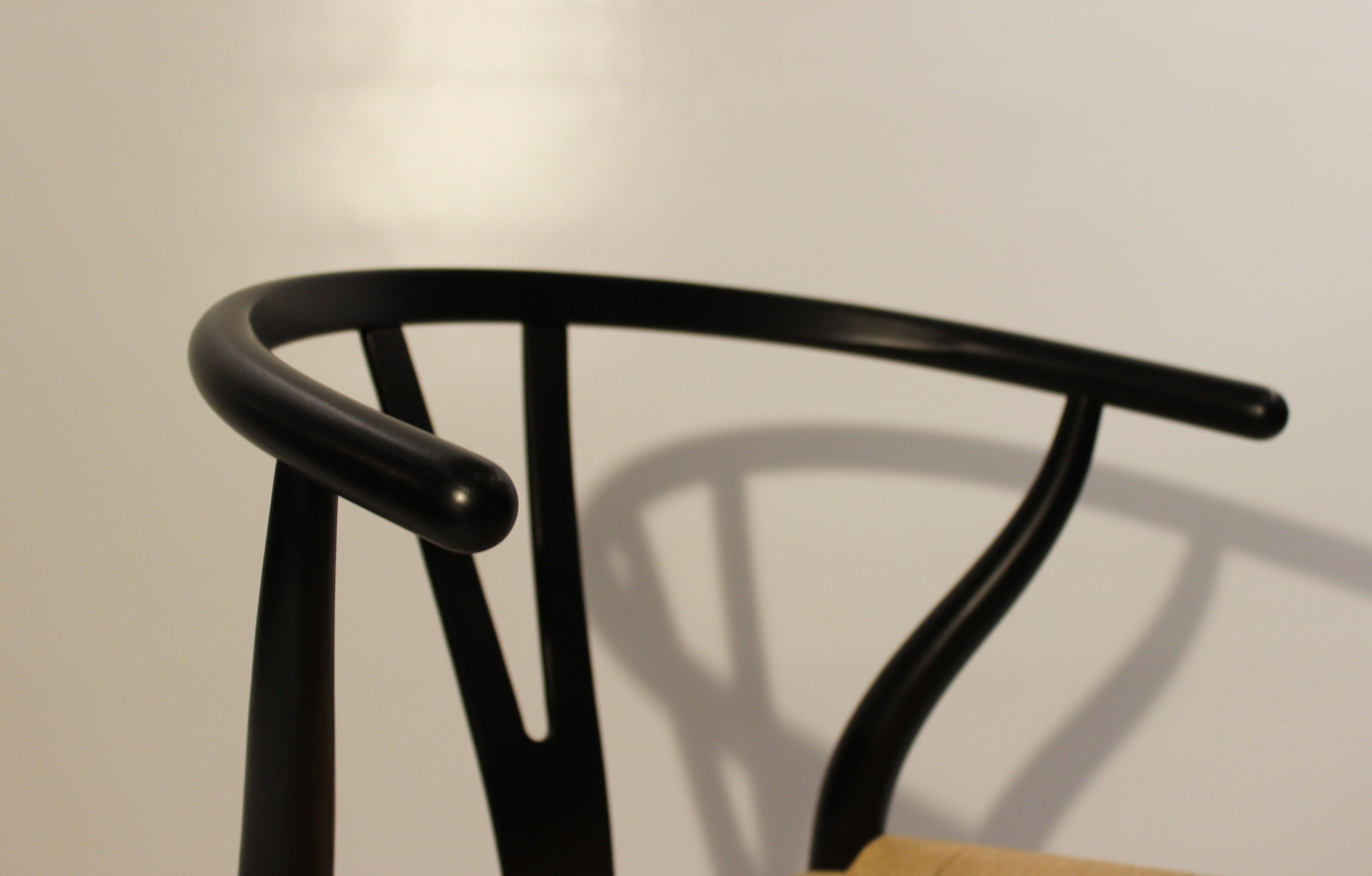 Pair of Black Wishbone Chairs, Y-Chair, Model CH24, Hans J. Wegner, 2008 1
