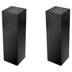 Pareja de Columnas Chapadas en Madera Negra, Siglo XXI.