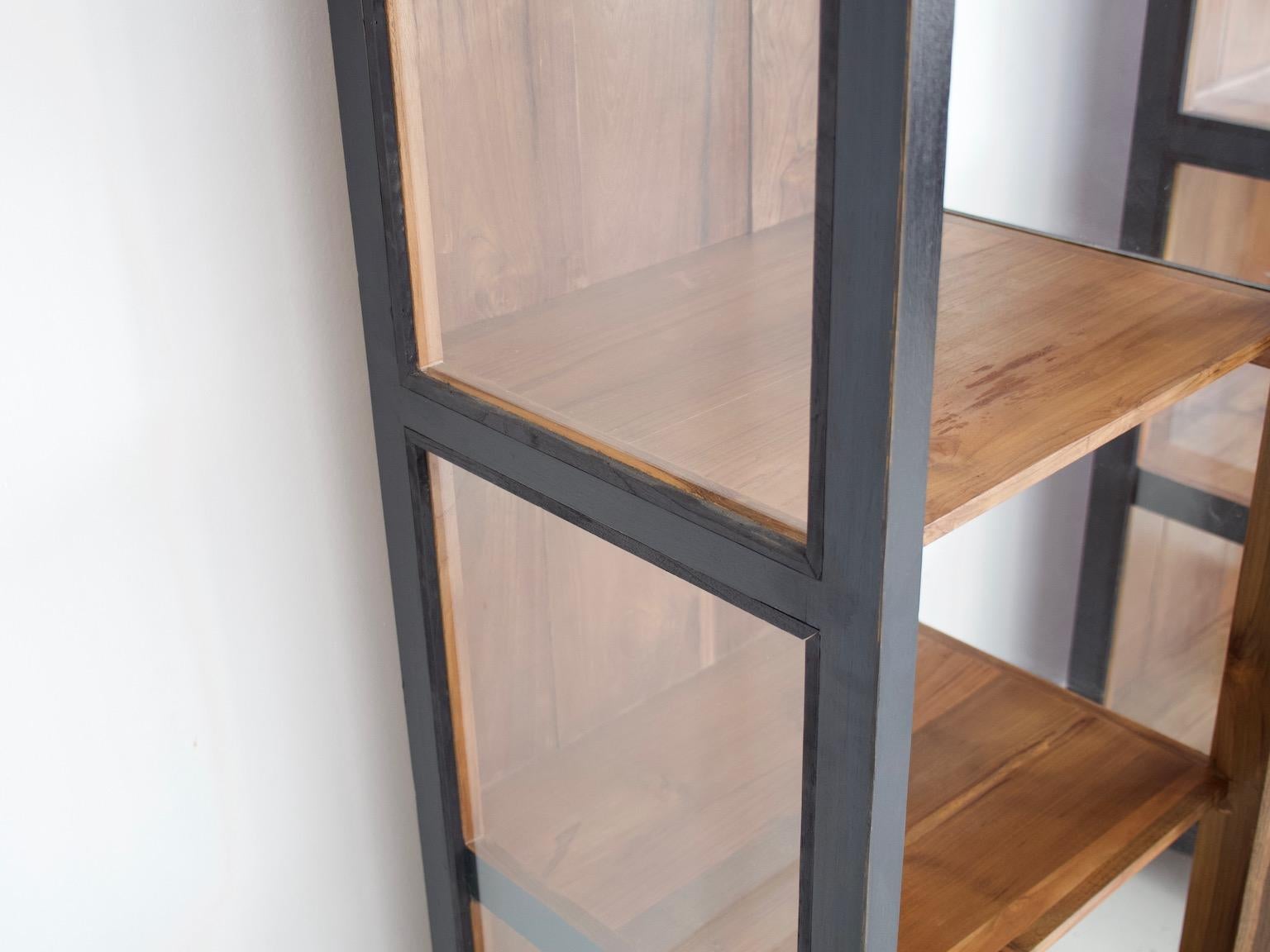 Pair of Black Wooden Vitrine Cabinets For Sale 1