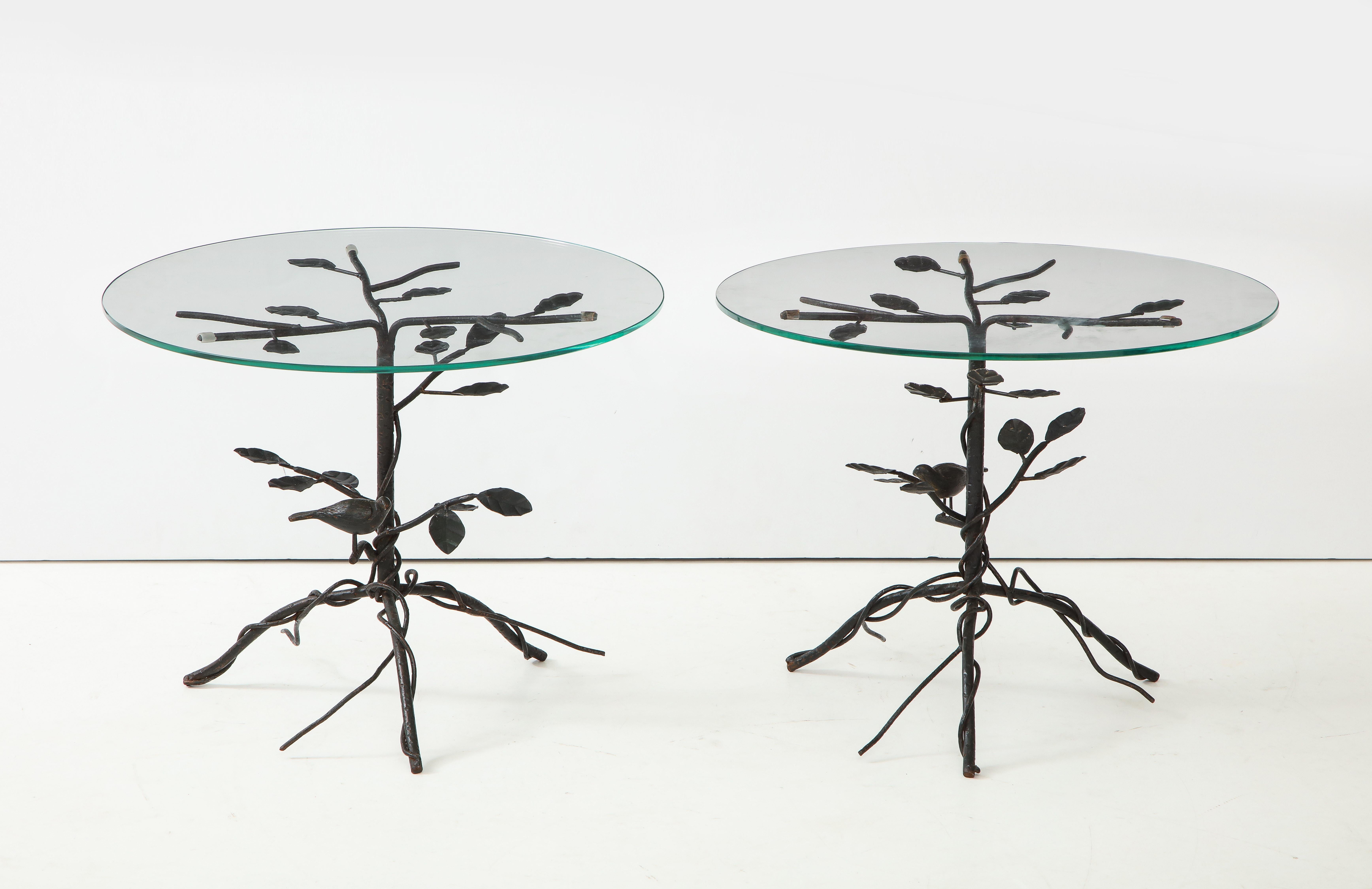 Pair of Black Wrought Iron End Tables For Sale 5
