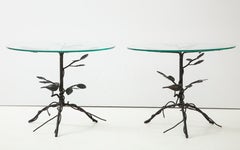 Pair of Black Wrought Iron End Tables